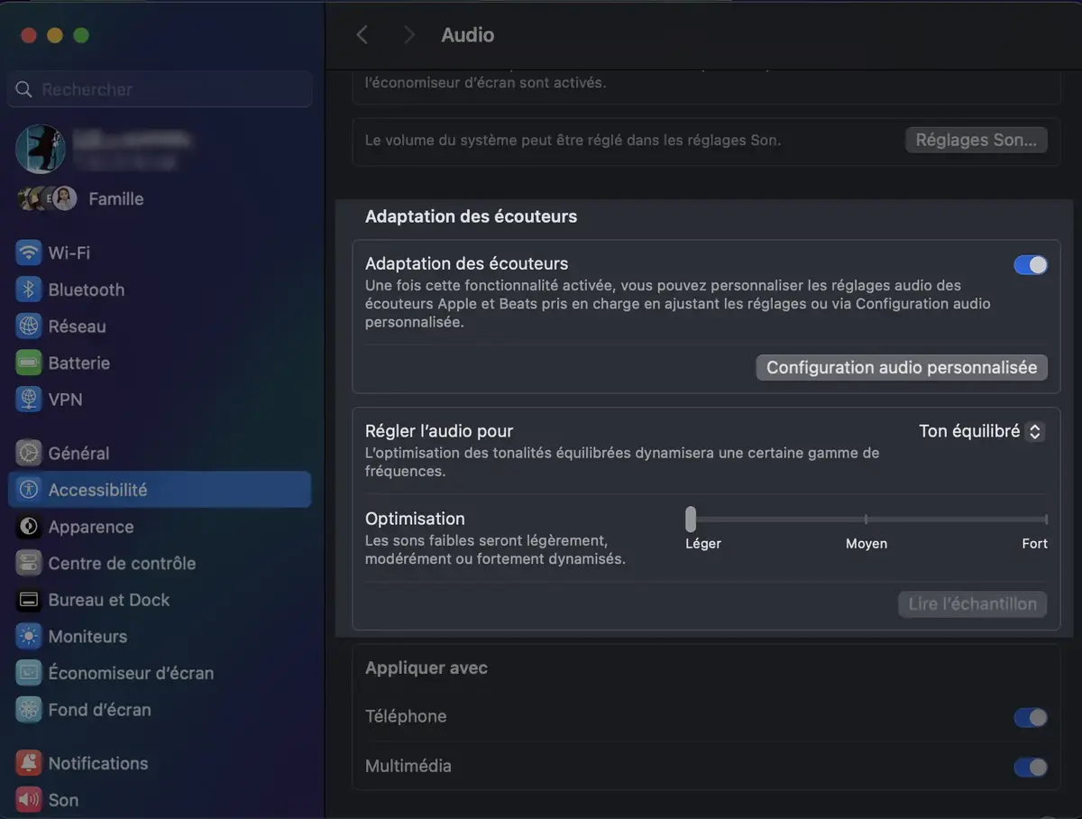LE nouveau panneau d'options de macOS Sequoia pour l'adaptation des écouteurs
