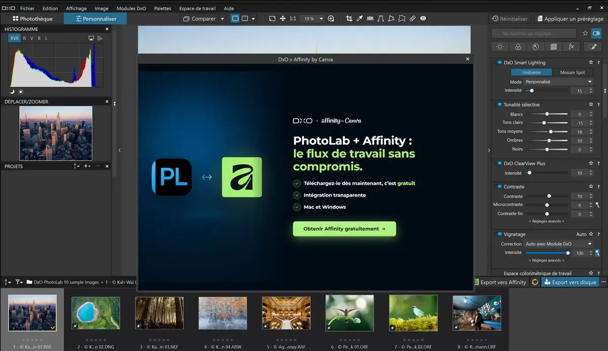 DxO PhotoLab 10.1 s&rsquo;int&egrave;gre directement &agrave; Affinity