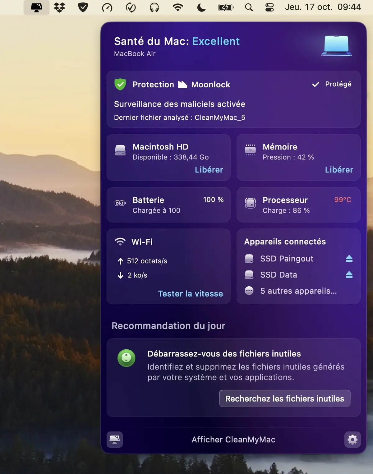 Le module permanent (désactivable) qui permet de garder un oeil sur votre Mac
