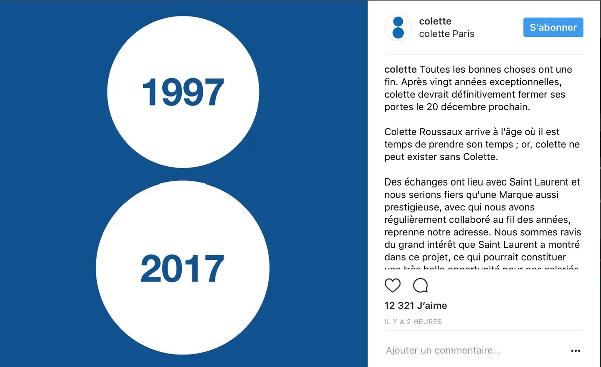 La boutique parisienne Colette fermera ses portes à la fin de l'année