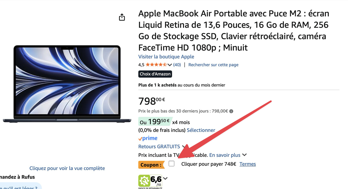 Pensez à cocher le coupon pour profiter du meilleur prix