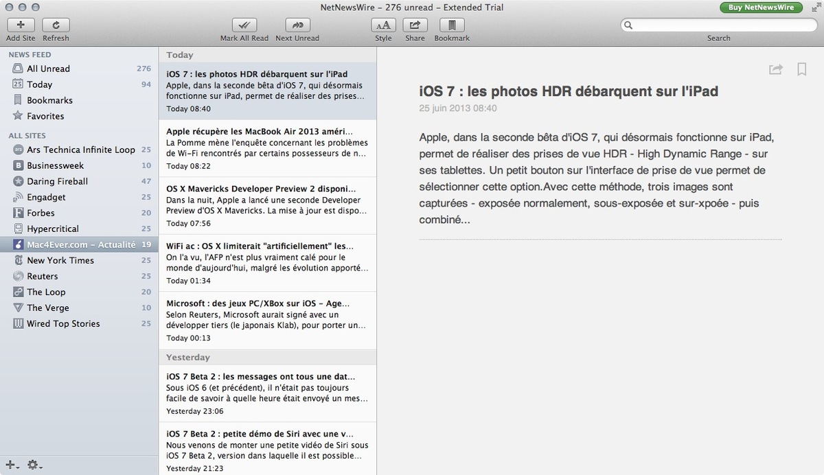 NetNewsWire : une version 4 en bêta qui se passe de Google