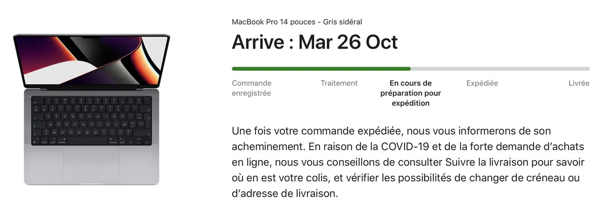 Les MacBook Pro M1 Pro et les AirPods 3 se préparent à l'expédition