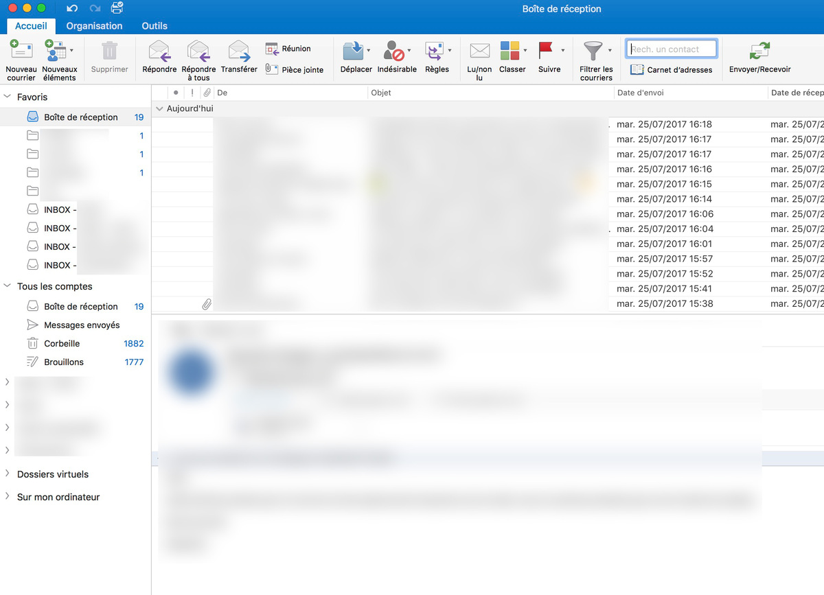 Astuce Outlook 2016 : simplifier l'affichage avec plusieurs boites mails