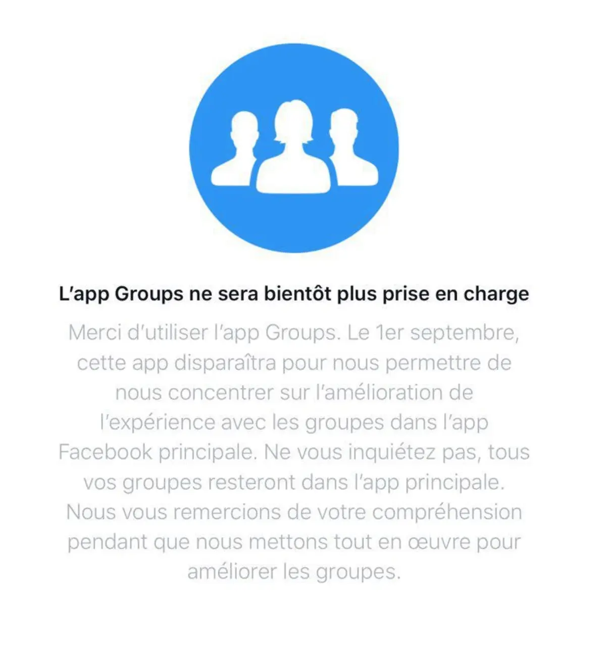 Facebook ne veut plus d'application dédiée aux groupes