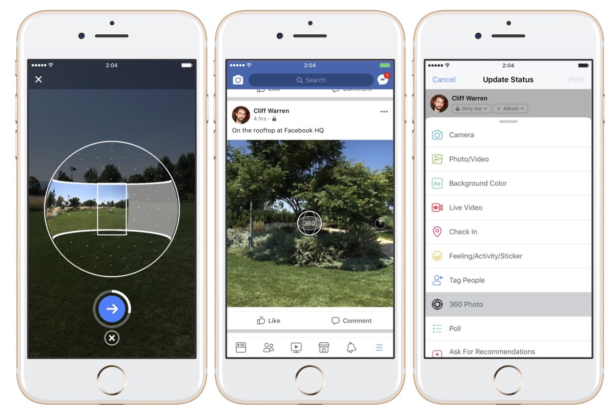 Facebook pour iOS permet de prendre des photos à 360 degrés