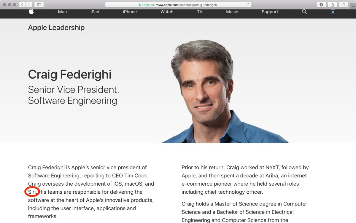 Eddy Cue confie la garde de Siri à Craig Federighi