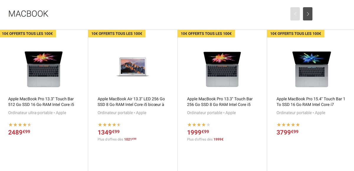 Bon plan : 10€ tous les 100€ d'achat sur les derniers MacBook Pro, iPad Pro, iMac...