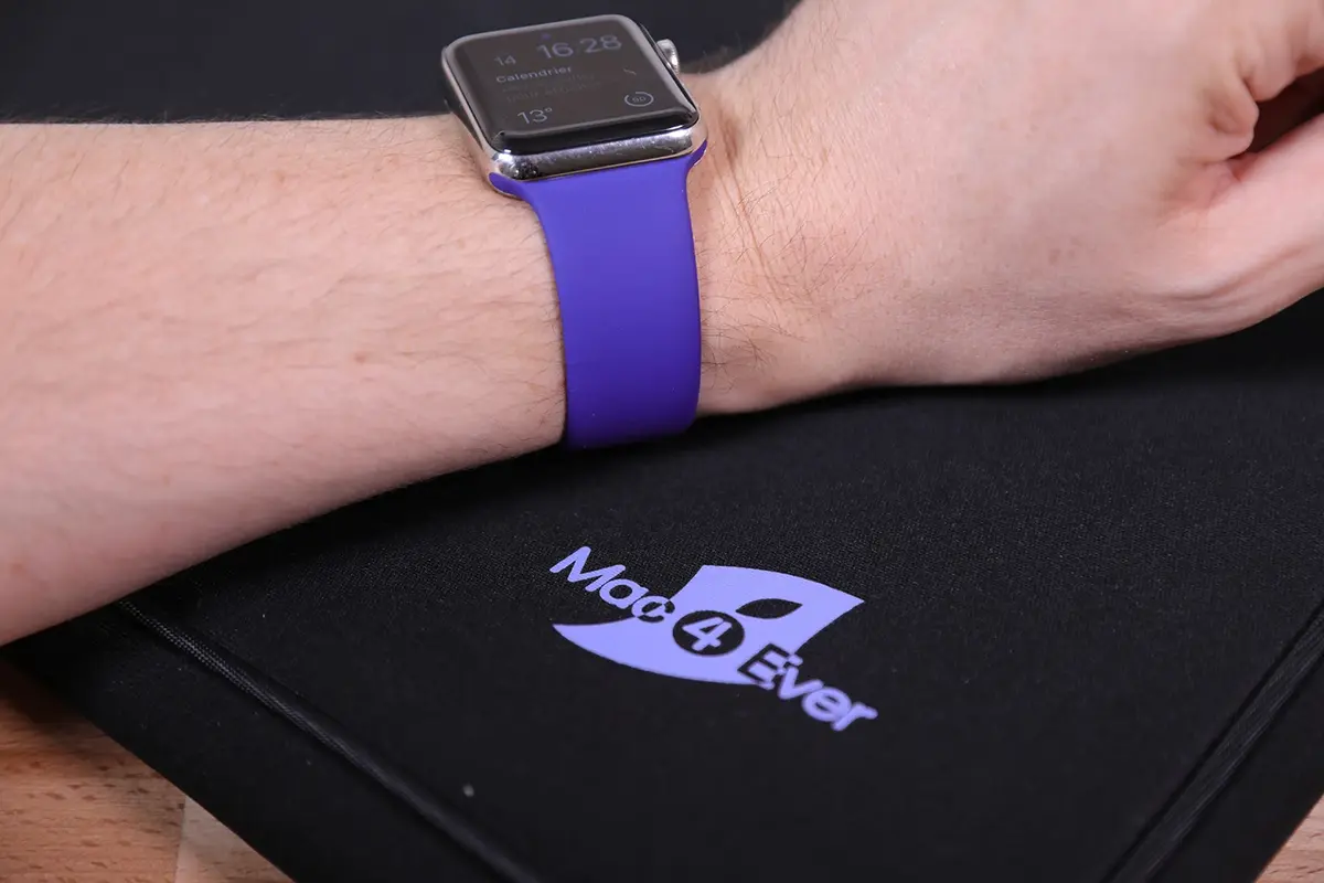 Apple Watch : aperçu des nouveaux bracelets en nylon (à carreaux) et sport (Ultraviolet)