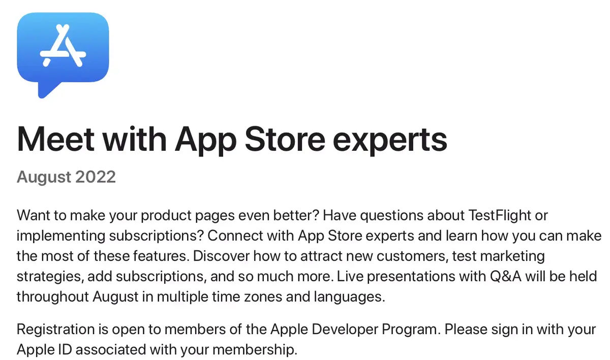 En août, Apple propose de nouvelles App Store Sessions pour ses développeurs