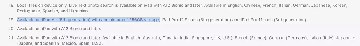 L'iPad Air 5 M1 de base (64Go) n'aurait pas assez de stockage pour le Swap (et Stage Manager ?)