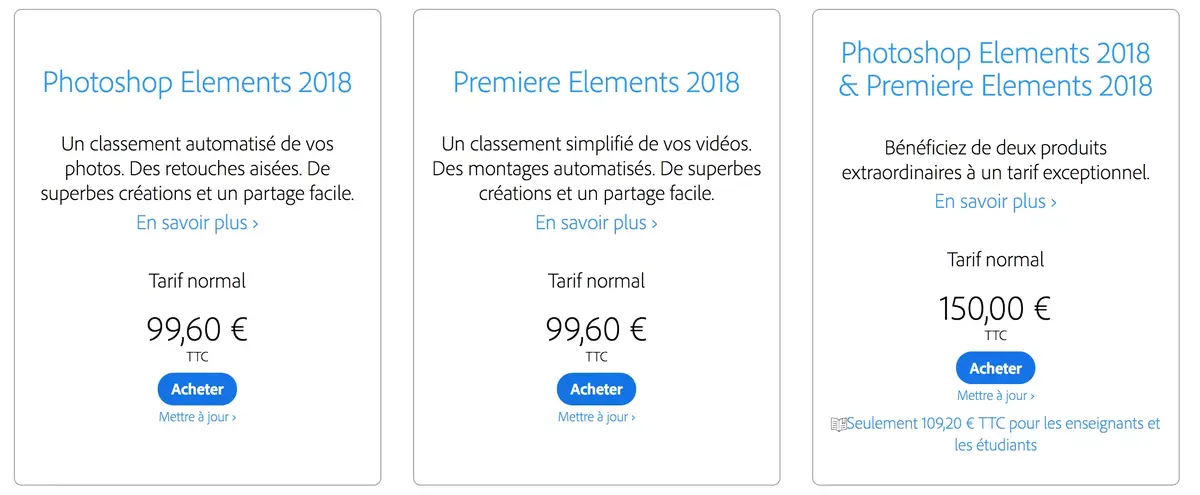 Adobe sort la version 2018 de sa gamme Elements (Photoshop et Premiere)