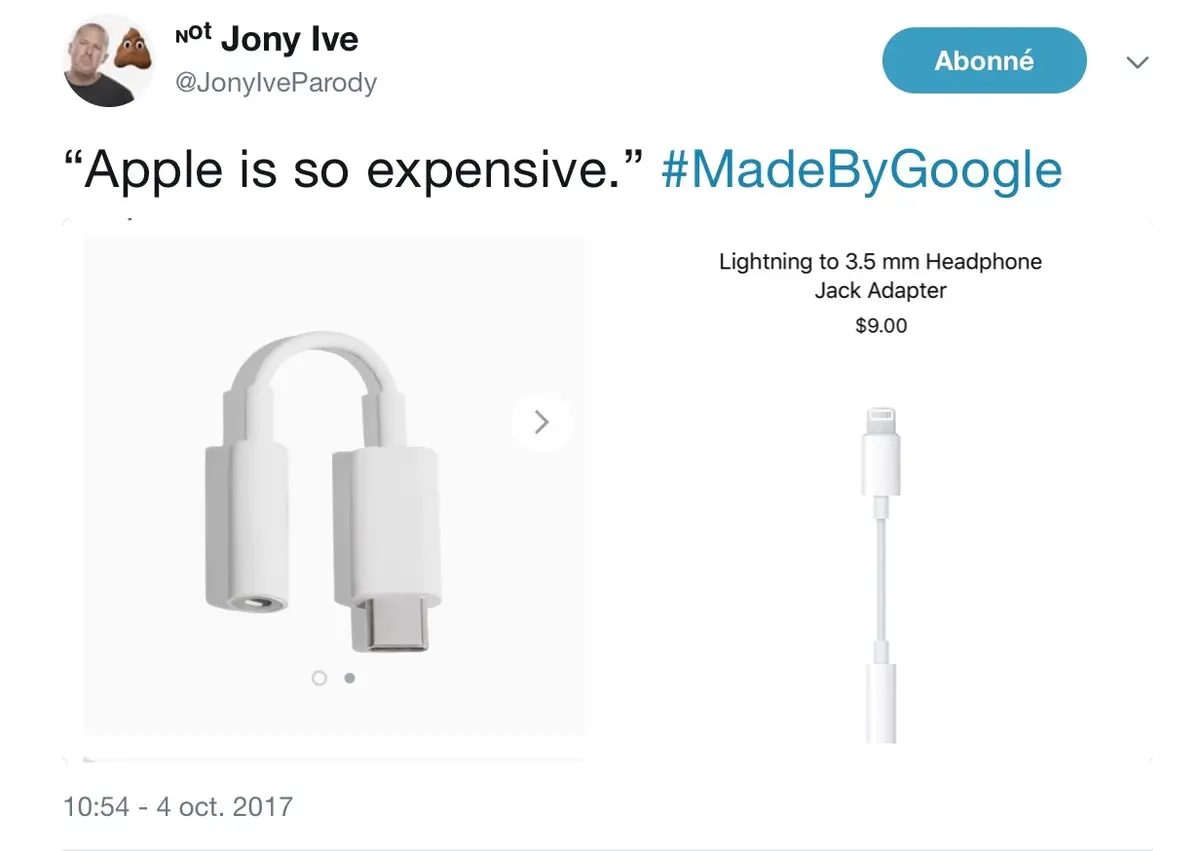 Google retire la prise jack des Pixel et lance un adaptateur 2 fois plus cher que celui d'Apple