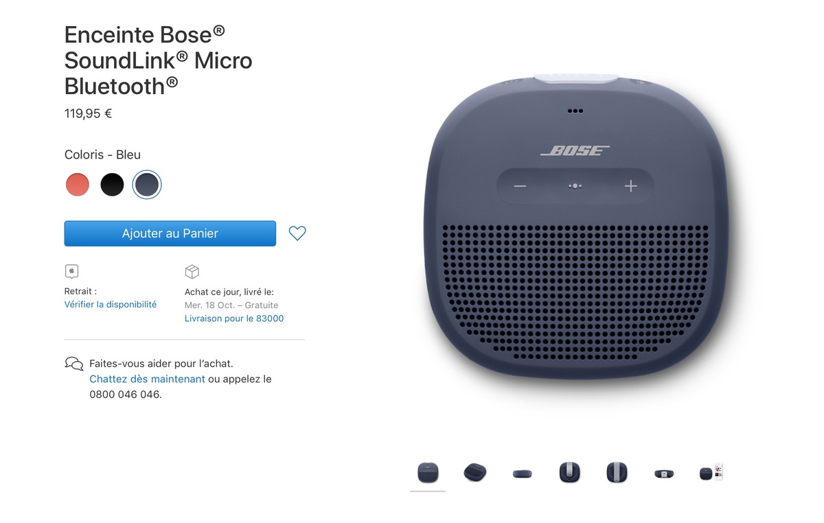 L'enceinte Bose SoundLink Micro est en vente dans l'Apple Store