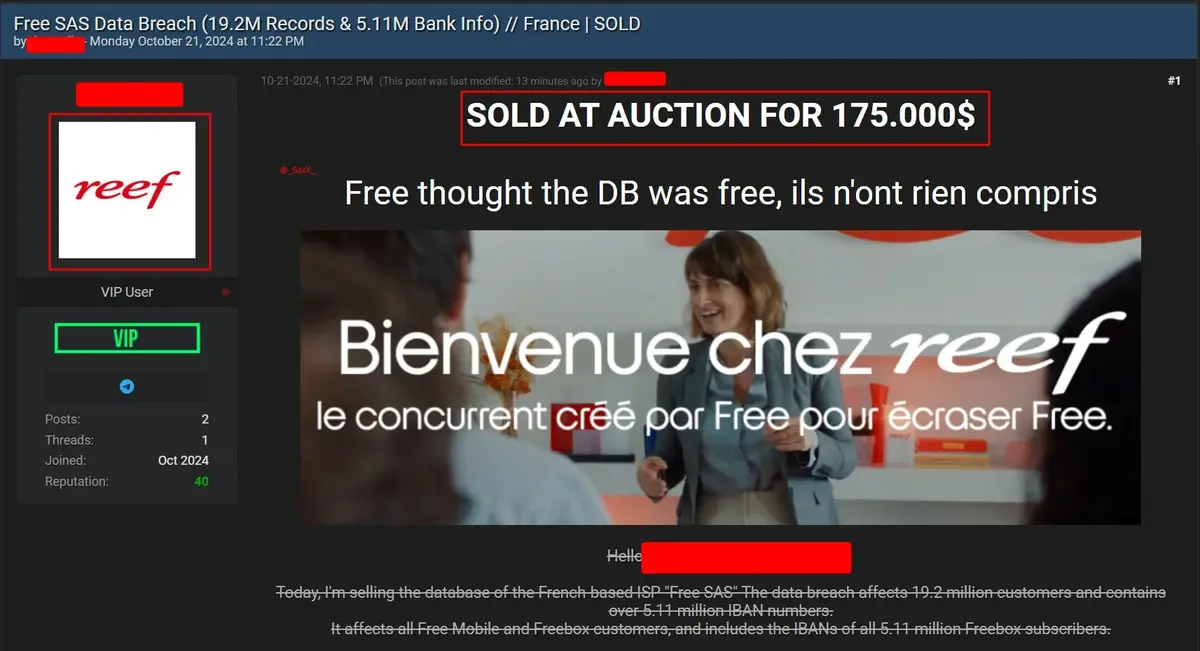 Confirmation de la ventre pour 175 000 dollars