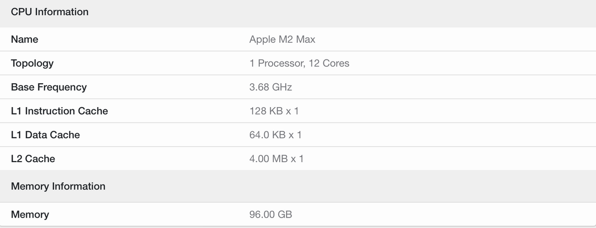 M2 Max : un benchmark redonne de l'espoir et confirme les 96Go de RAM