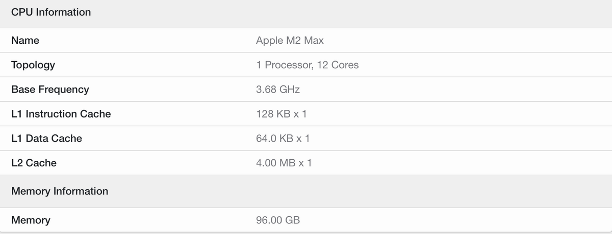 M2 Max : un benchmark redonne de l'espoir et confirme les 96Go de RAM