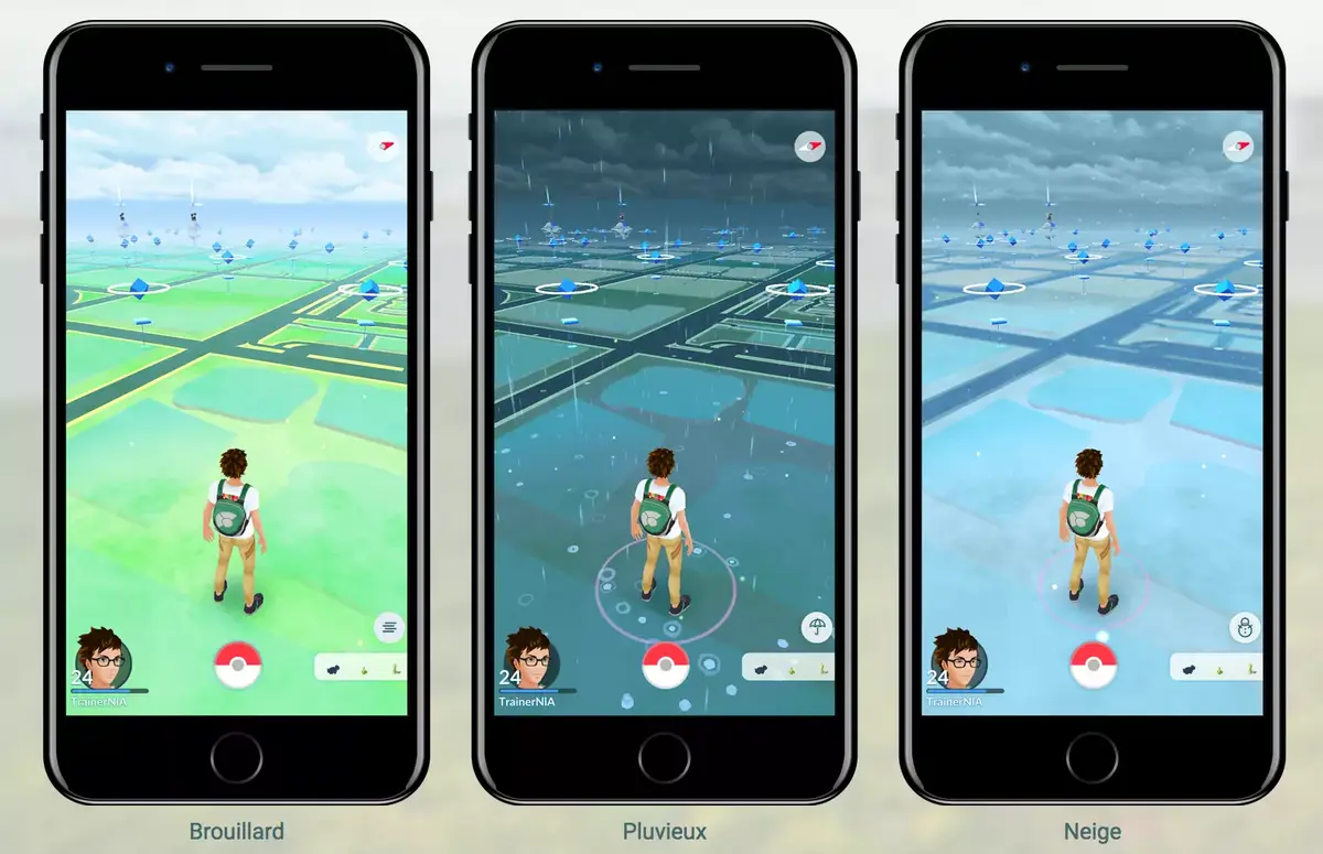 Pokémon GO se met à la météo et montre le temps qu'il fait (si si !)