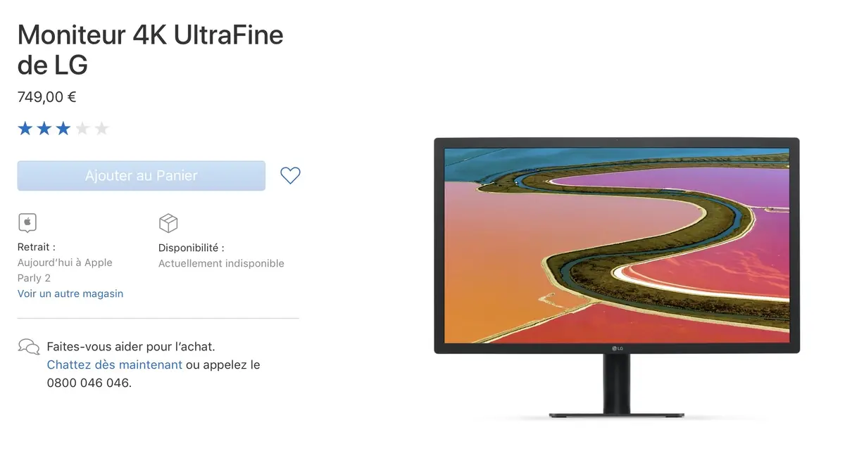 Le moniteur 4K UltraFine de LG indisponible sur l'Apple Store en ligne