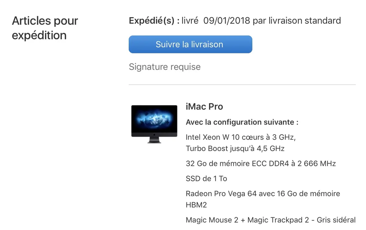 iMac Pro : les configurations 10 coeurs/Vega 64 également expédiées