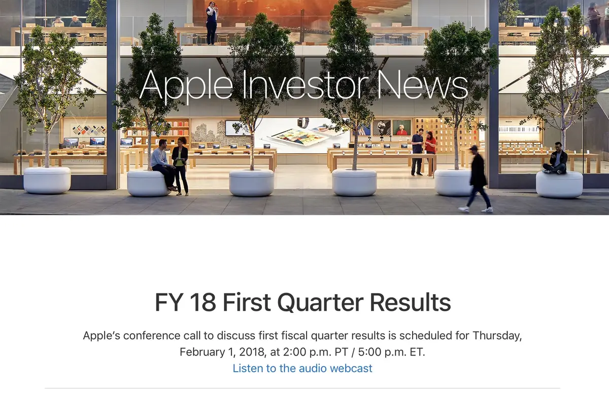 Apple : les résultats financiers du 1er trimestre fiscal 2018 seront dévoilés le 1er février