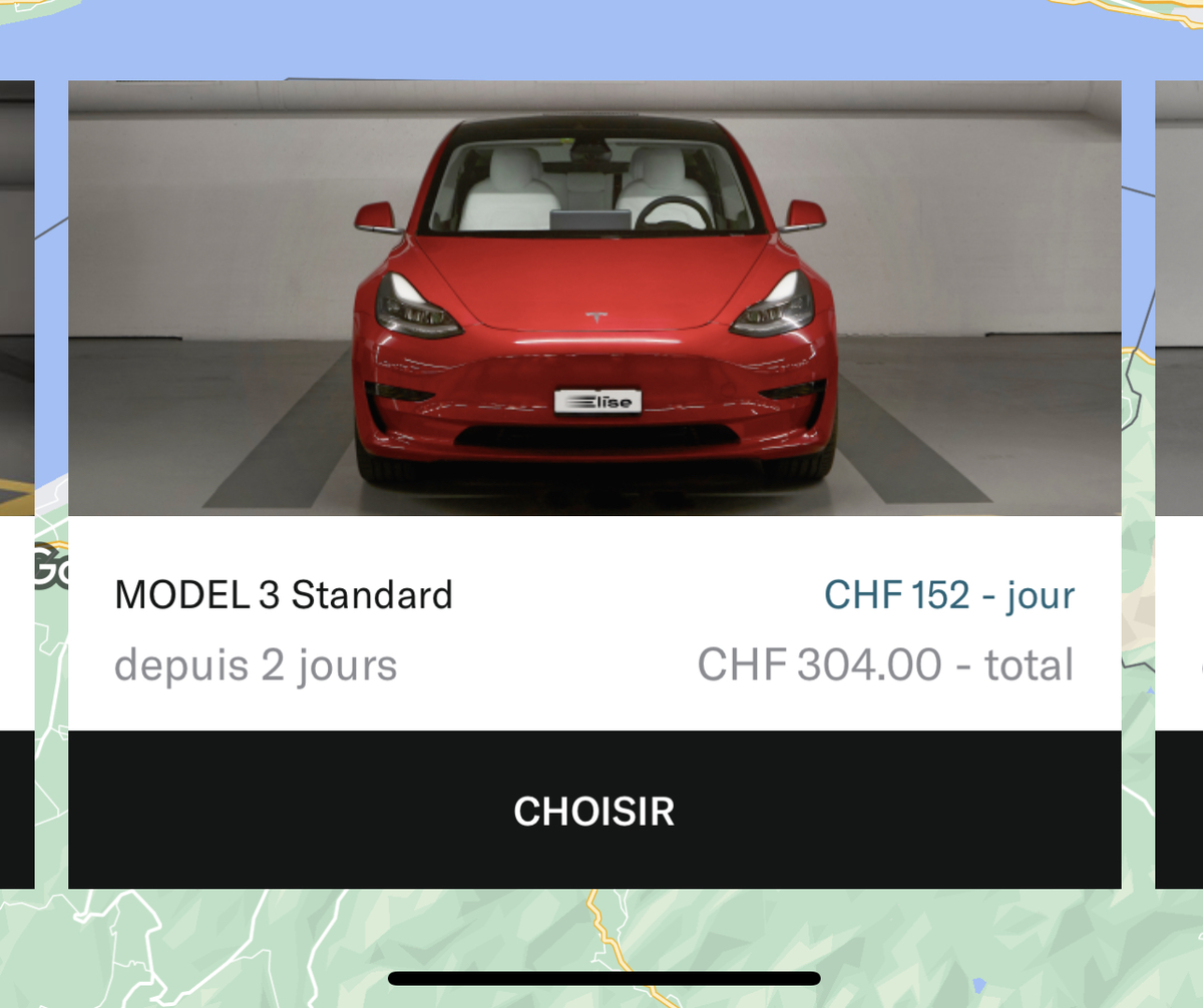 Code promo Elise : 30CHF offerts pour la location d'une Tesla, ID3, Taycan etc. à Lausanne et Genève