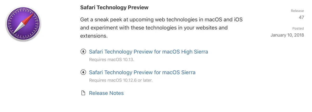 Safari Technology Preview 47 corrige la faille Spectre