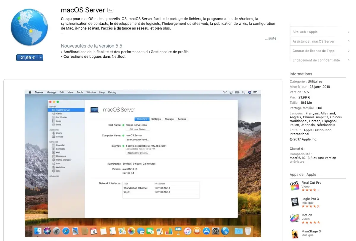 Apple enterre (doucement mais sûrement) macOS Server