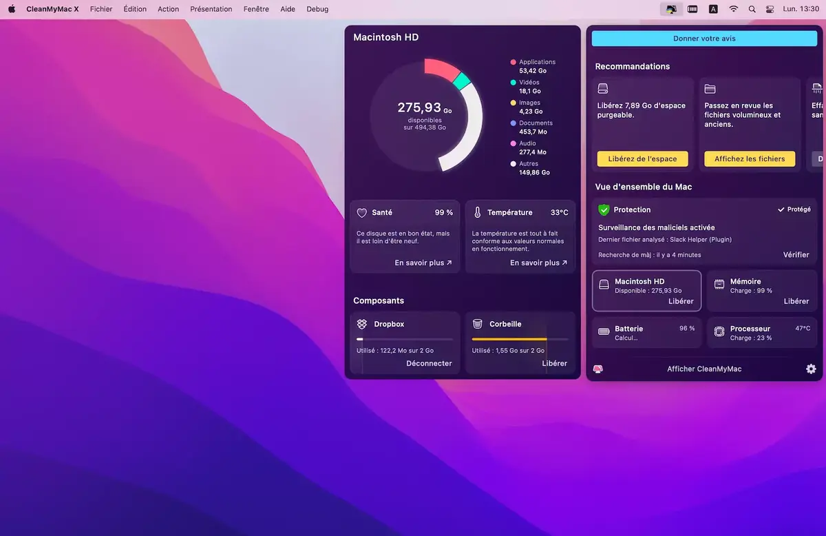CleanMyMac X propose de nouvelles fonctions pour surveiller la santé du Mac
