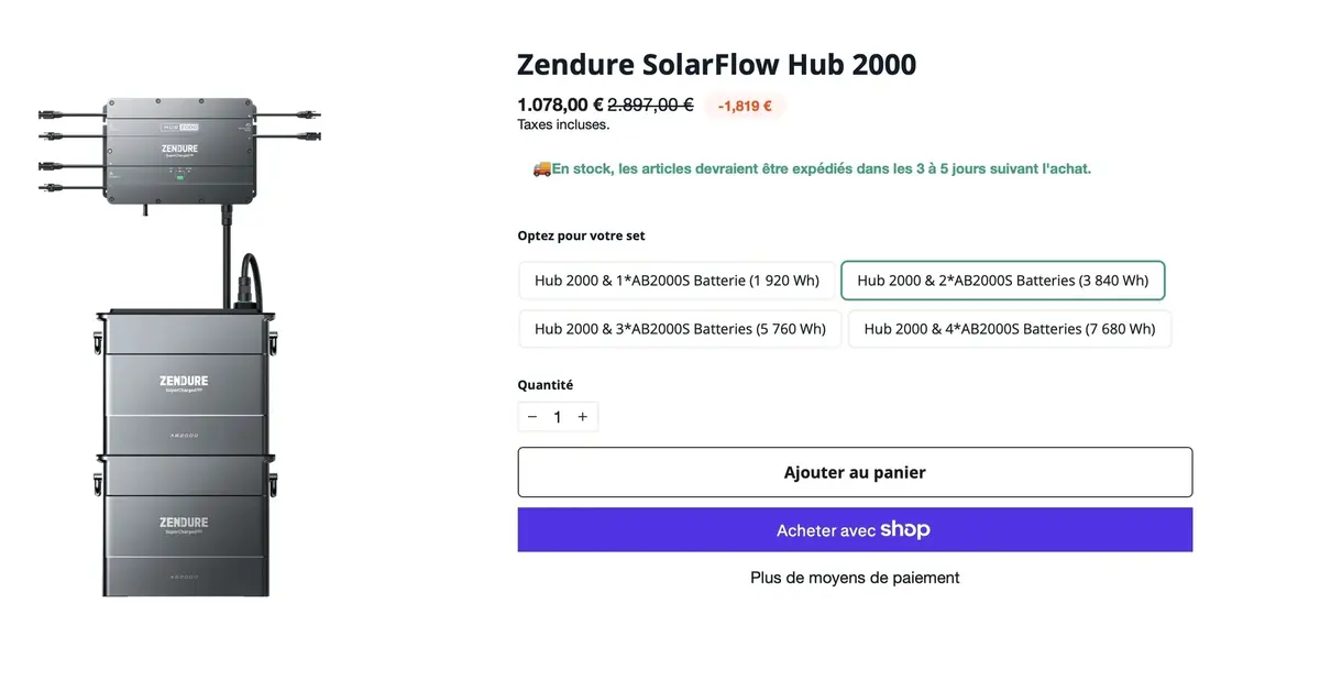Batteries solaires&nbsp;: le Zendure SolarFlow 2400 Pro &agrave; 1 109&euro; (-90&euro;), Hub 2000 &agrave; 599&euro; (-1099&euro;)&nbsp;!