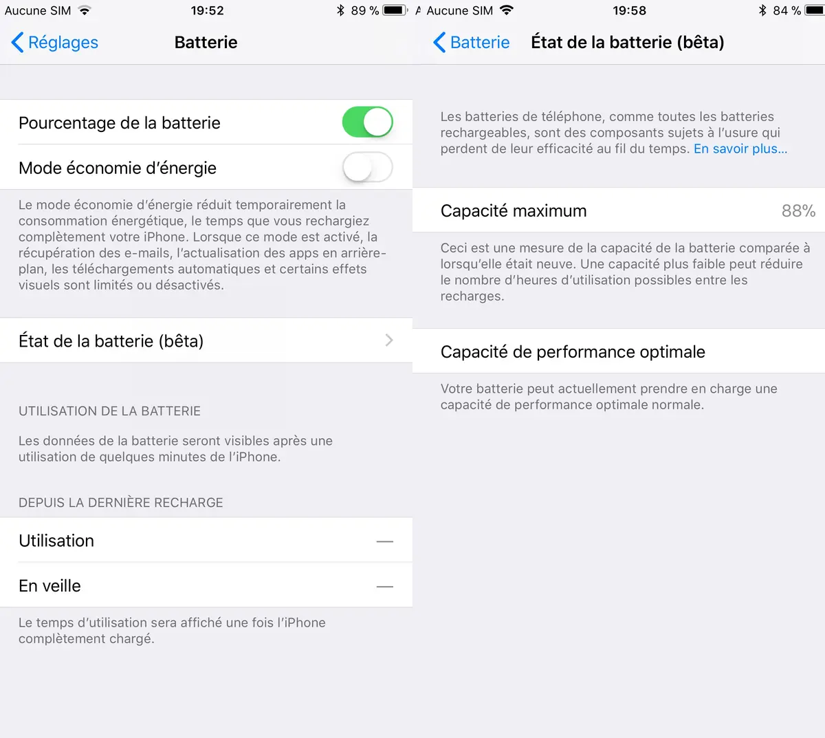 iOS 11.3  intègre la gestion avancée de la batterie (captures) MAJ