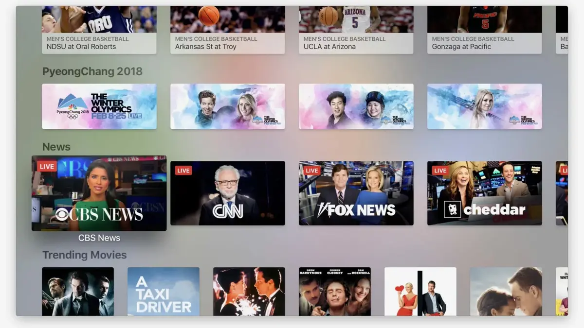 Les chaines d'info américaines apparaissent dans l'application TV d'Apple