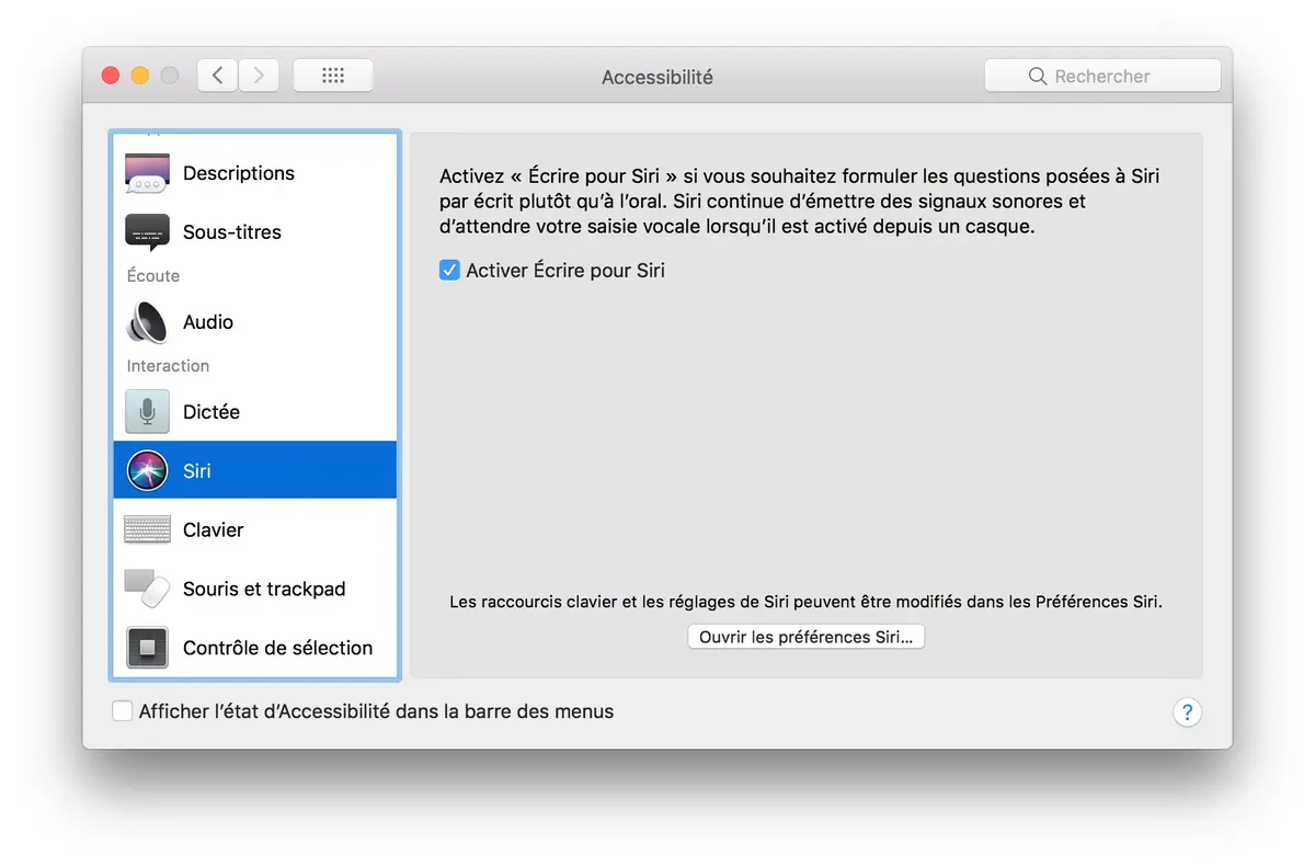 Astuce : comment discuter avec Siri à l'écrit sur Mac