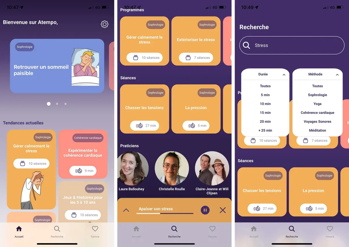 L'app française Atempo propose plus de 90 sessions audio pour réduire stress et anxiété