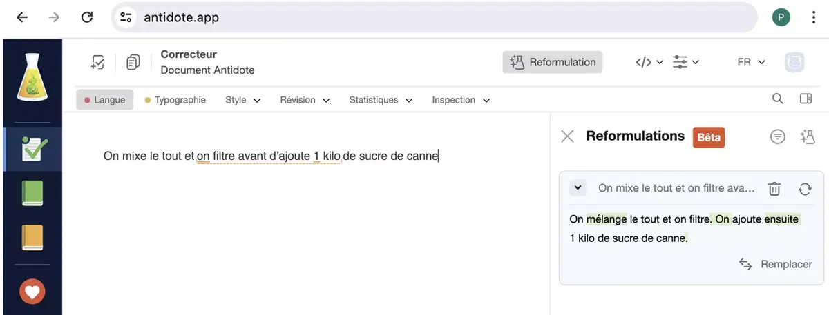 Le correcteur Antidote reformule les phrases grâce à l'IA