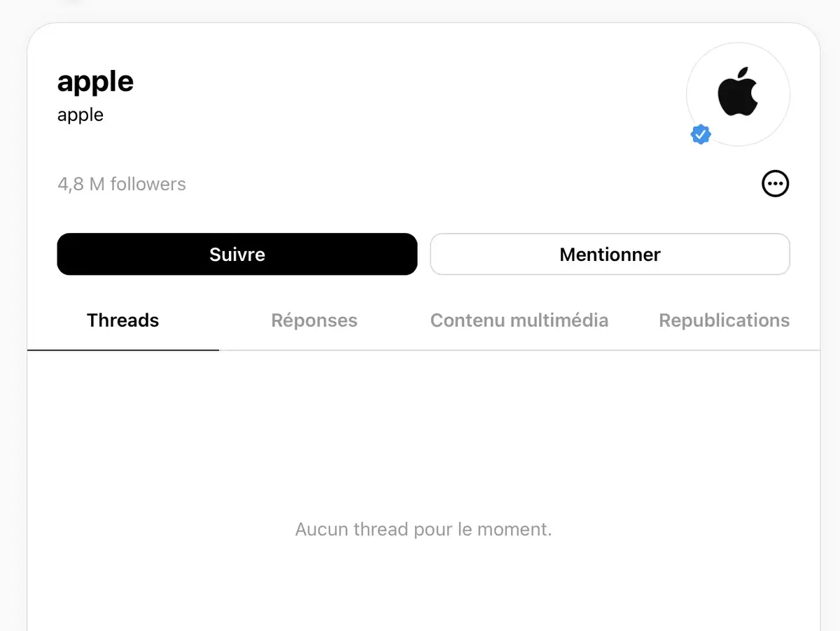 Apple débarque (discrètement) sur Threads, en mode fantôme...