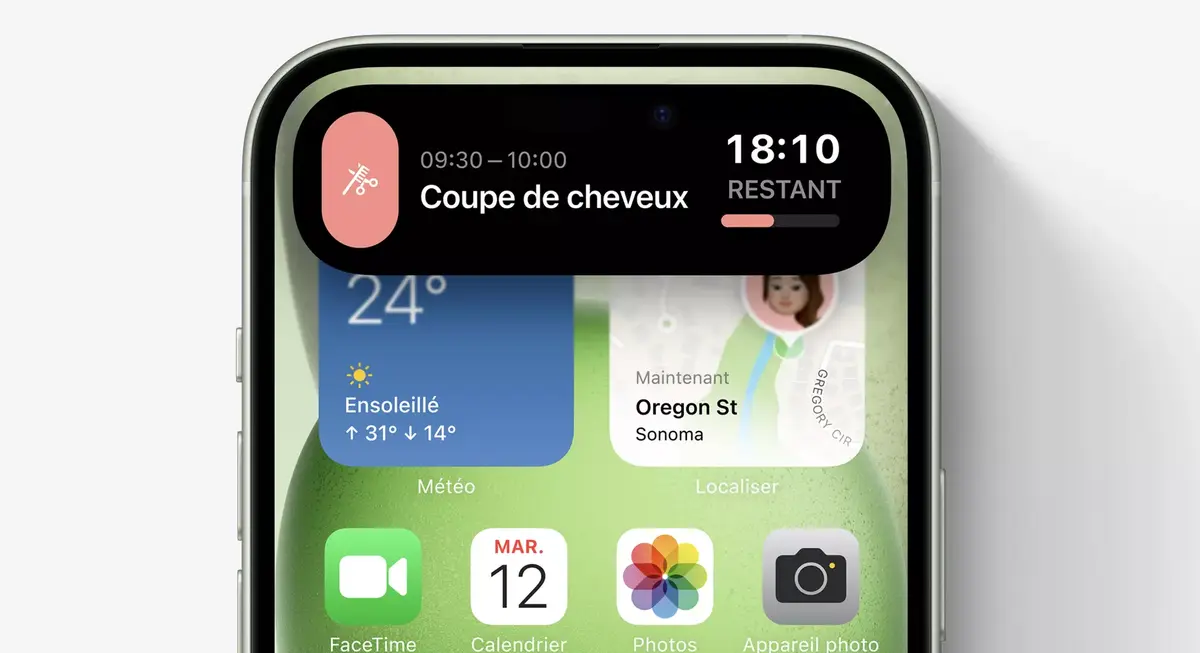 Les iPhone 15 disposent également de la Dynamic Island