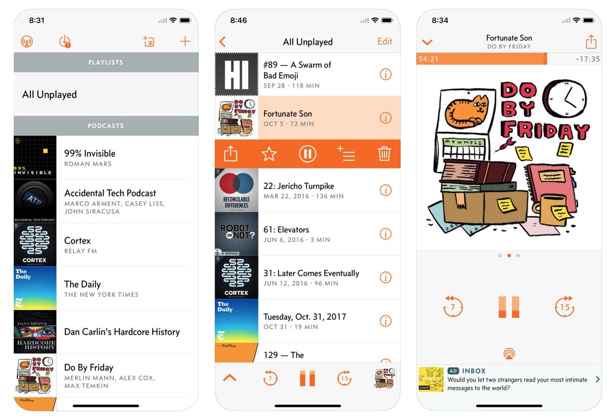 Overcast supprime automatiquement les épisodes des Podcasts lus