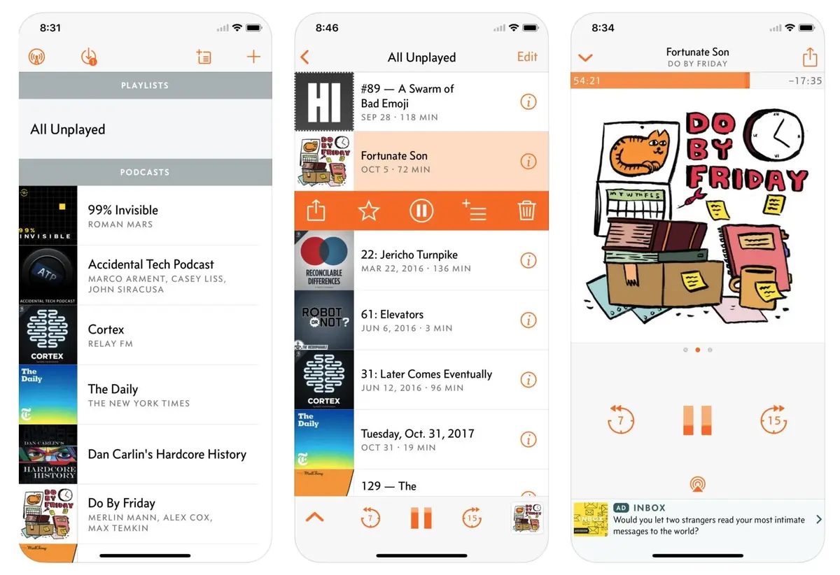 Overcast supprime automatiquement les épisodes des Podcasts lus