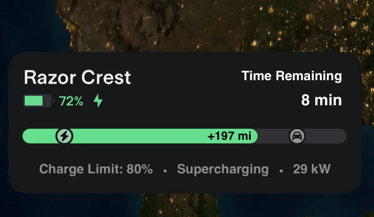 Une "live activity" pour la recharge dans l'application Tesla, comme ça ?