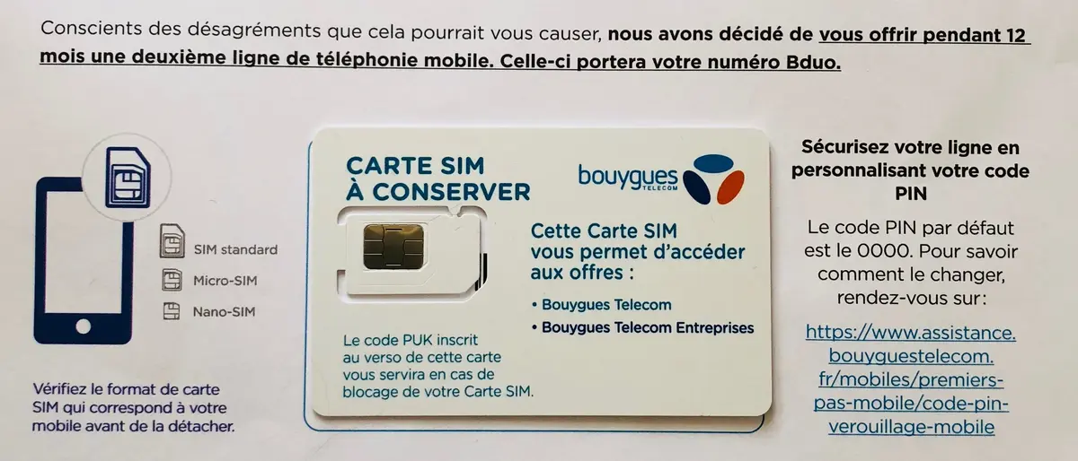 B.duo : Bouygues envoie les SIM pour la 2ème ligne gratuite (pendant 12 mois seulement)