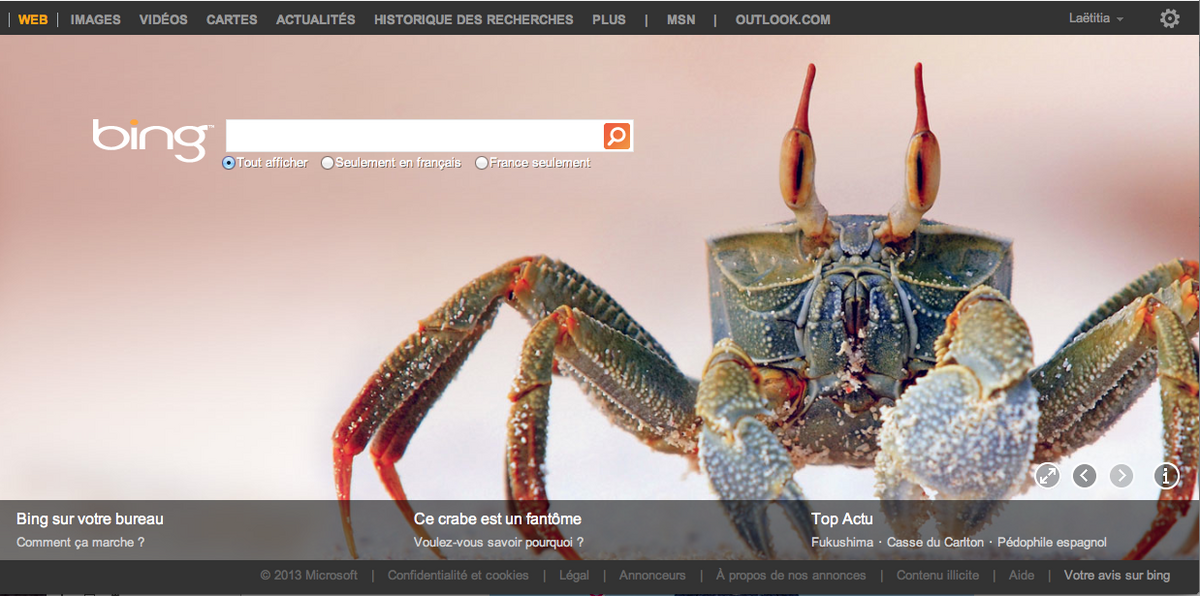 Les photographes du site 500px en page d'accueil de Bing