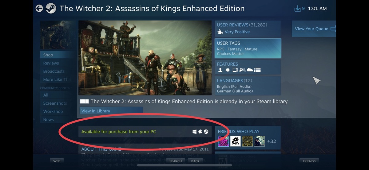 L'app Steam Link ne devrait pas autoriser l'achat de jeux depuis iOS