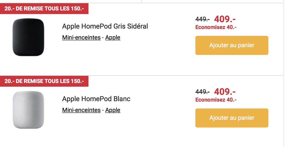 Le HomePod est également disponible en Suisse dès 409CHF