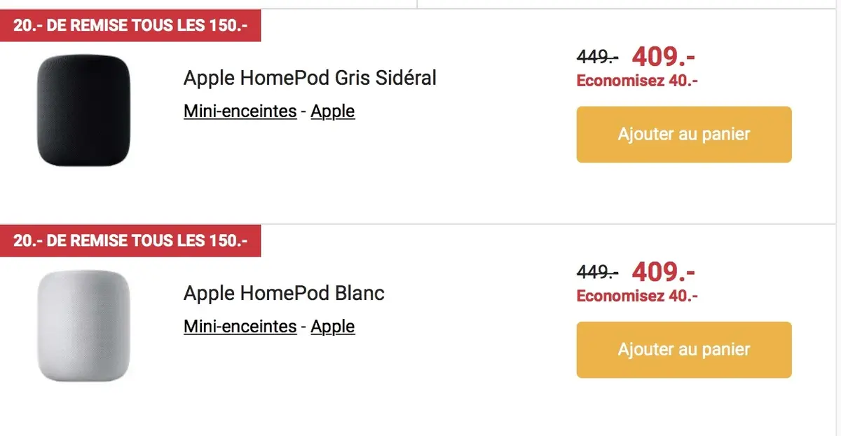 Le HomePod est également disponible en Suisse dès 409CHF