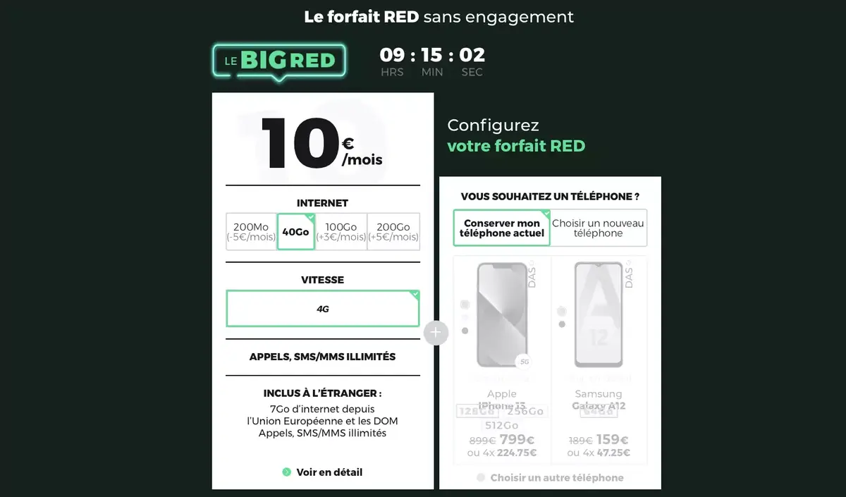 Promo : des forfaits sans engagement de 20 à 200 go de 9,99€ à 19,99€ par mois