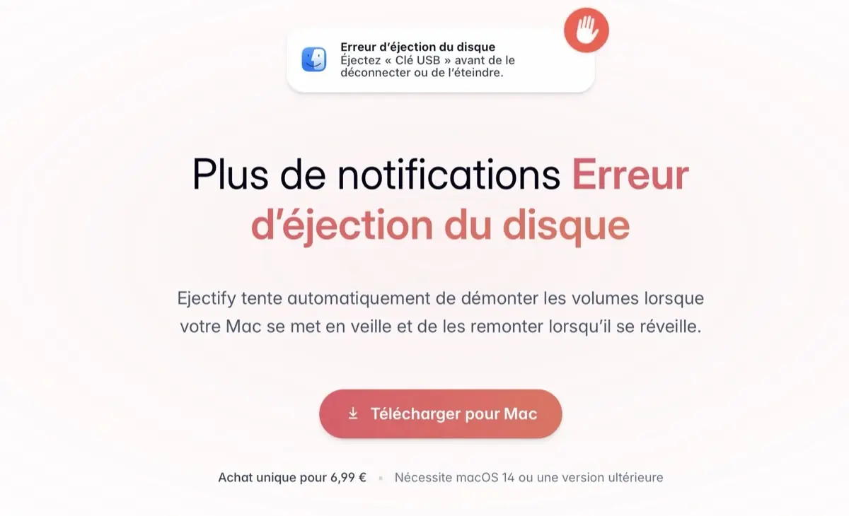 Ejectify revient en version 2 pour d&eacute;monter proprement vos volumes sur macOS