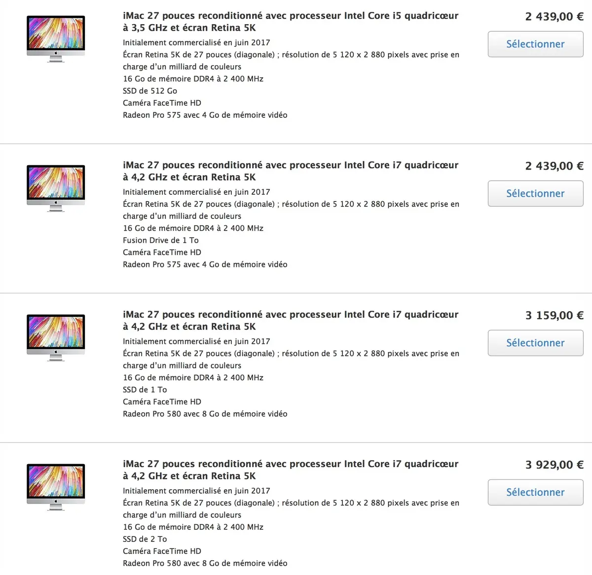 Enfin le vrai retour des iMac sur le Refurb ! (Core i7, full SSD, Radeon 580, 4k & 5k)