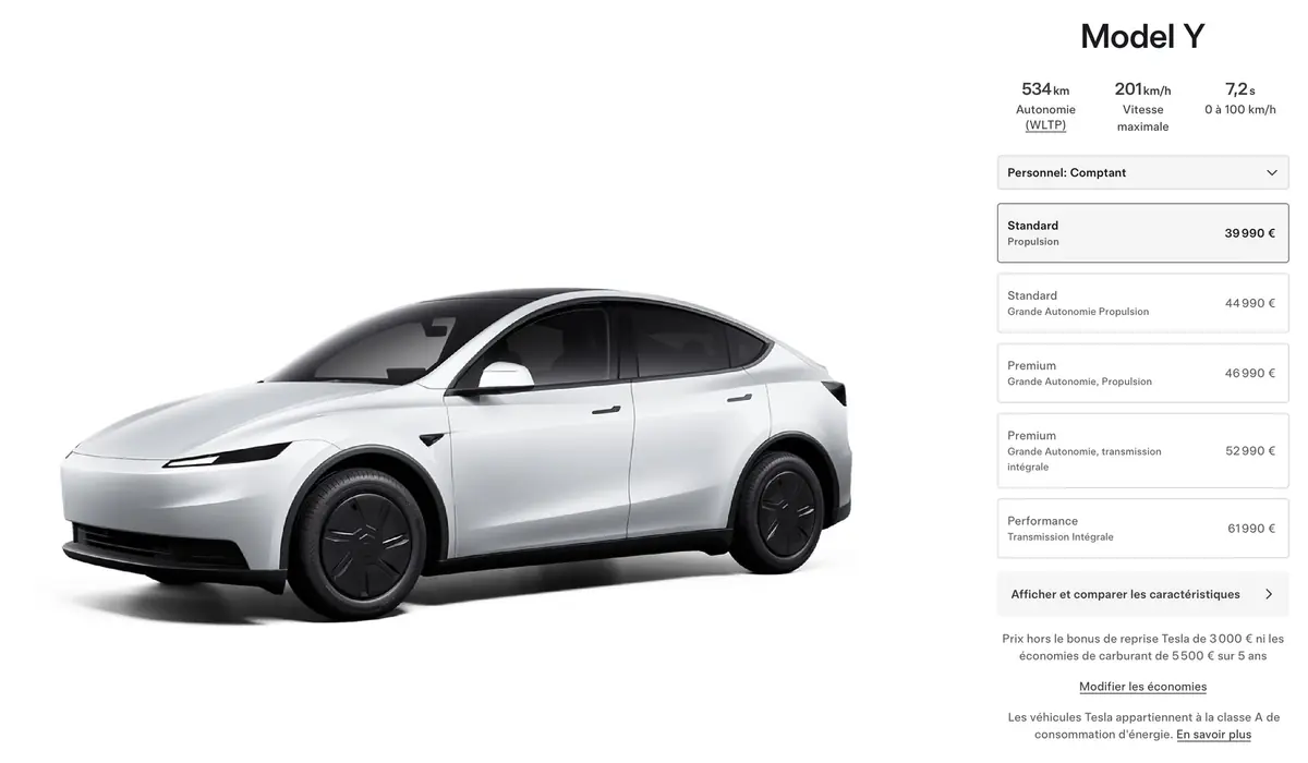 Tesla casse les prix avec le nouveau Model Y Standard Grande Autonomie Propulsion&nbsp;!