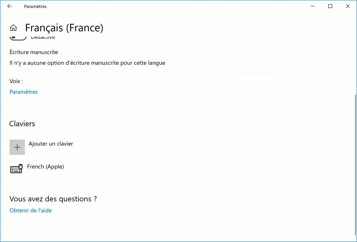 BootCamp/Windows sur Mac : rajouter le clavier Apple (par défaut)